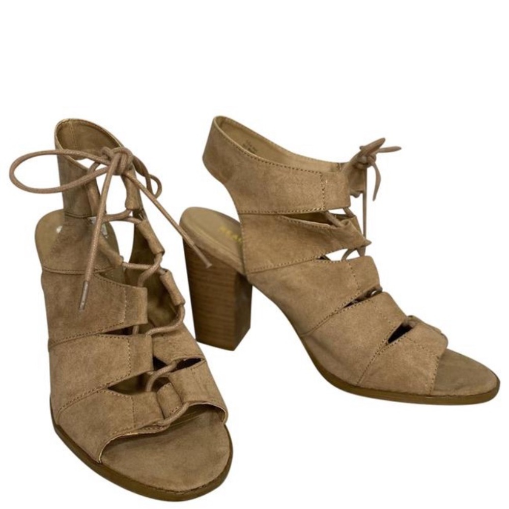Kenneth Cole Reaction Kay Board Lace Up Tan Open Toe Sandals US Size 10